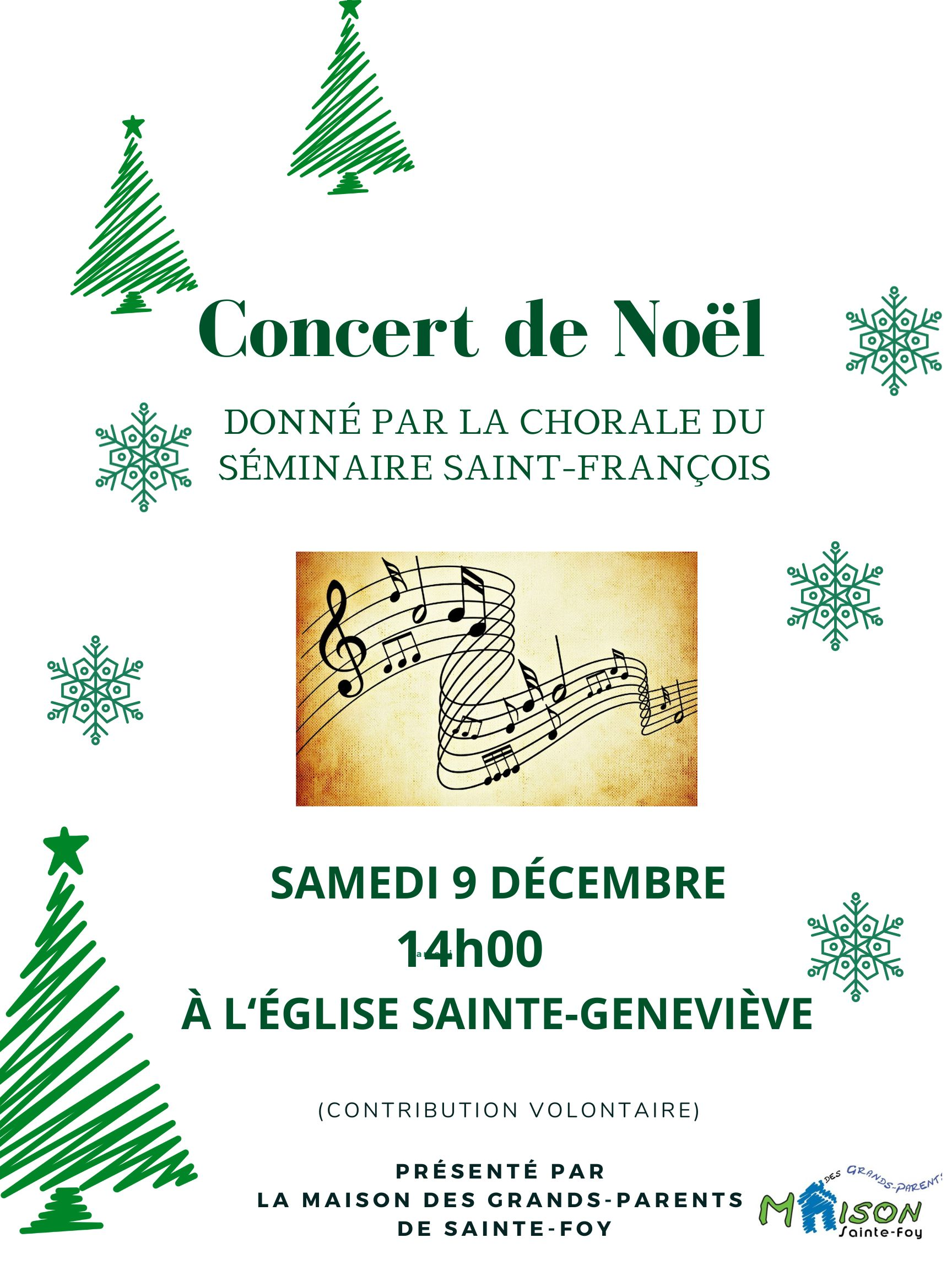 Concert de Noël du 9 décembre 2023 à 14 h dans l'église Sainte-Geneviève